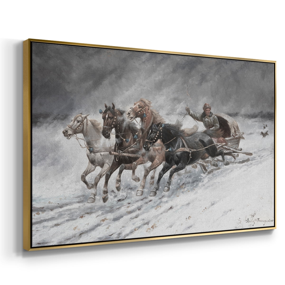 Vintage Animal Print-XXVI By Wexford Home Framed in Gold Wood Gallery Wrapped Canvas 27 in. x 41 in.