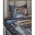 thumbnail image 2 of Ambesonne Medieval Fitted & Top Sheet Set with Sham, Old Stone House Town, Grey Red Brown, 2 of 4