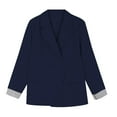 thumbnail image 5 of GILIGEGE Two Piece Sets for Women Women's Spring Solid Color with Pockets Color Blocked Cuffs Wide Leg Pants Loose Casual Pants Suit Set Navy Xxl, 5 of 9