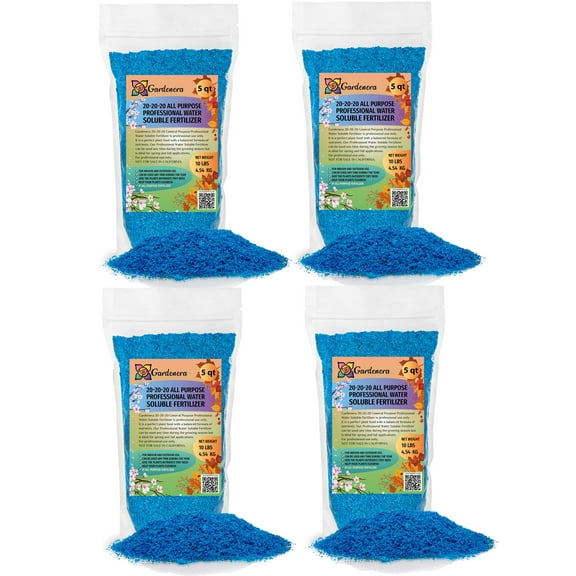 GARDENERA Premium 20-20-20 All Purpose Water Solubable Fertilizer for All Plant - Promotes Biomass Growth and Vibrant Leaf Color - 20 Quart