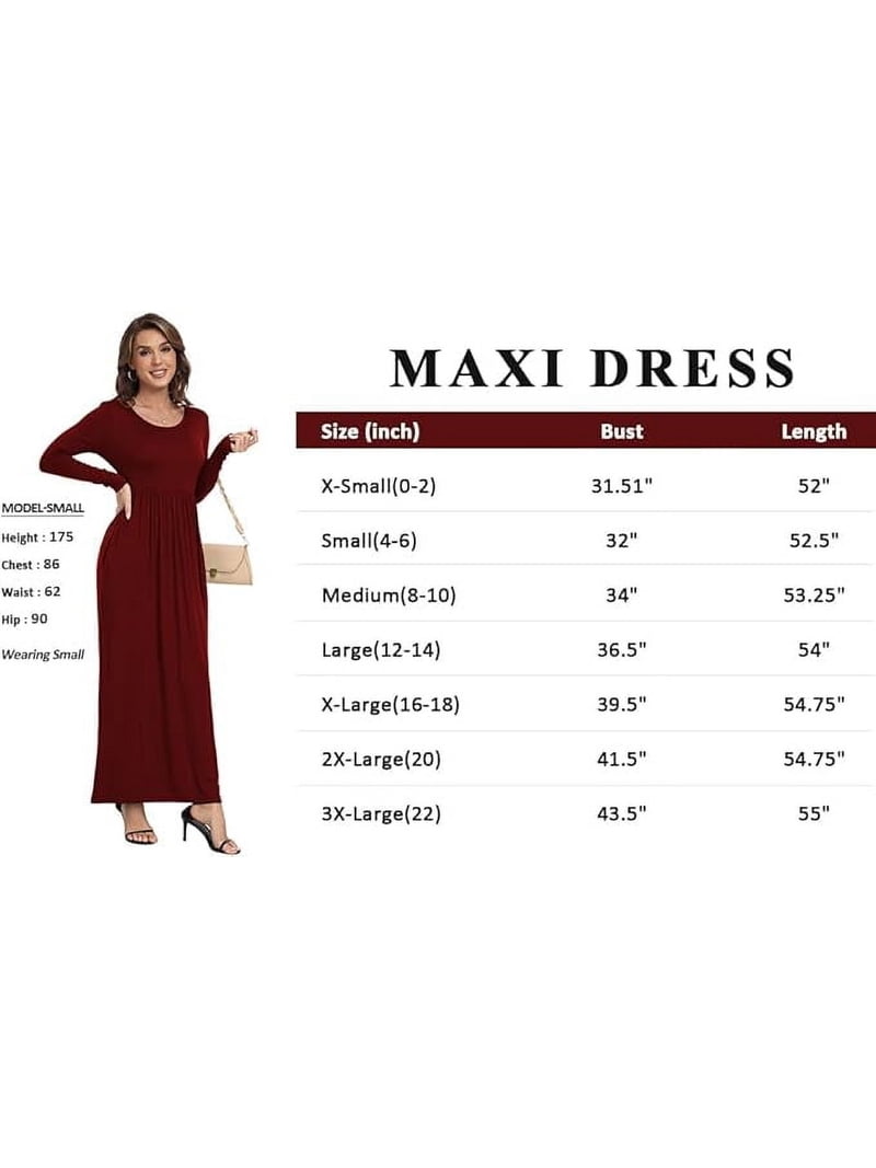 Aiyino Women's Maxi Dresses Long Sleeve Casual Long Dresses Loose with  Pockets - Walmart.com