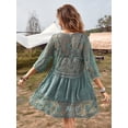 thumbnail image 2 of Vestido de playa de encaje con cuello en V Eomenie, cubre bikini, verde, 2 of 7