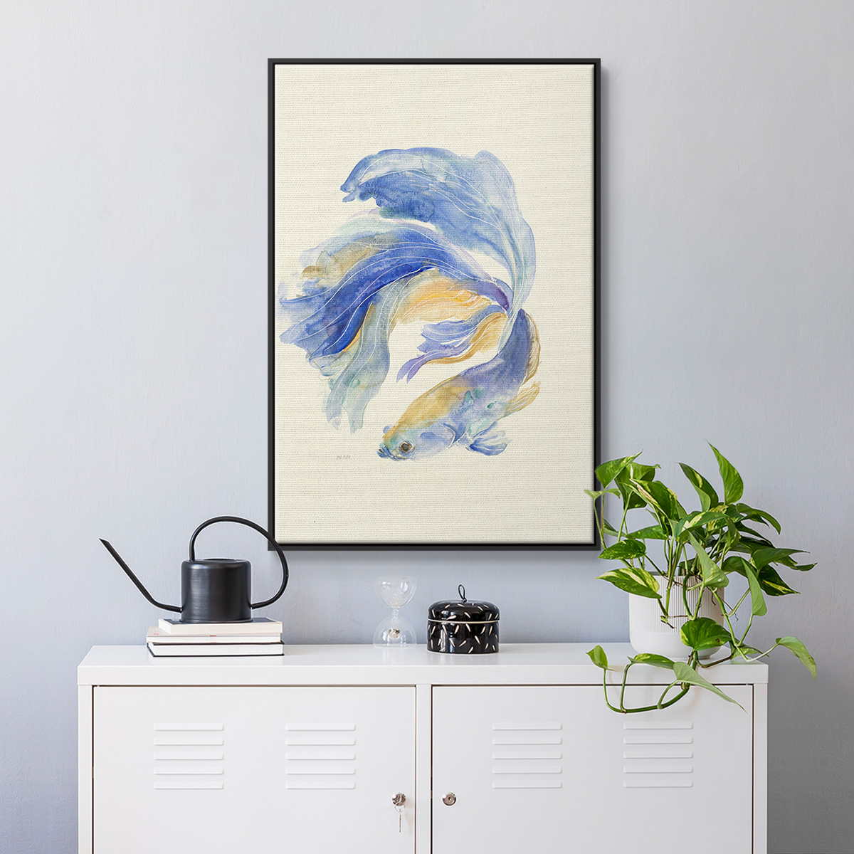 Betta II Framed Premium Gallery Wrapped Canvas - Ready to Hang - 17 x 25 - Black Floating Frame