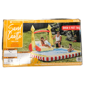 M&M Hello Summer Giant Castle 144" Inflatable Water Slide with Water Sprinkler