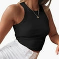 thumbnail image 5 of Women's Sleeveless Shirt Side Ruched Scoop Neck Basic Crop Tank Top, 5 of 5