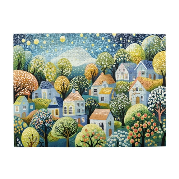 500 PCS Fairy Tale Town 500 Piece Jigsaw Puzzles,Creative Activity Hobbies For Adults,Relieve Stress And Enjoy The Fun Of Solving Puzzles,Modern Style Wooden Puzzle,Family Leisure