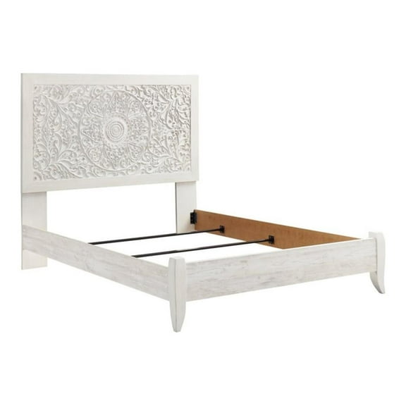 Bowery Hill Coastal Engineered Wood Queen Panel Headboard in Whitewash