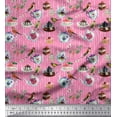 thumbnail image 1 of Soimoi Cotton Duck Fabric Bird,Tea Kettle & Cupcake Food Print Fabric by The Yard 42 Inch Wide, 1 of 1
