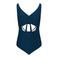 thumbnail image 5 of RYDCOT Bathing Suit for Women Tummy Control One Piece Swimsuit Criss Cross V Neck Monokini High Waisted Cutout Wrap Tie Back 1 Piece Swimwear Flash&nbsp; Navy, 5 of 7