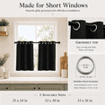 thumbnail image 4 of Lapalife 2 Panel Blackout Kitchen Curtains, Grommet Short Window Curtains for Kitchen Bathroom Cafe, Black, 33"x 24", 4 of 8