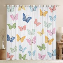Manfei Colorful Cute Butterfly Black Out Curtains,Wild Animal Curtains Pack of 2 (42x63 Each),Rainbow Butterflies Bedroom Curtains For Girl,Luxury Bedroom Decor