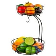 thumbnail image 1 of Bextsrack Detachable Fruit Basket with Banana Hanger, 2 Tier Kitchen Storage for Vegetables, Produce and Counter Decor, Black, 1 of 7