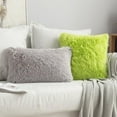 thumbnail image 6 of 2Pcs Luxury Faux Fur Throw Pillow Cover, Deluxe Winter Decorative Plush Pillow Case Cushion Cover Shell for Sofa Bedroom Car (18 x 18 Inch Green), 6 of 7