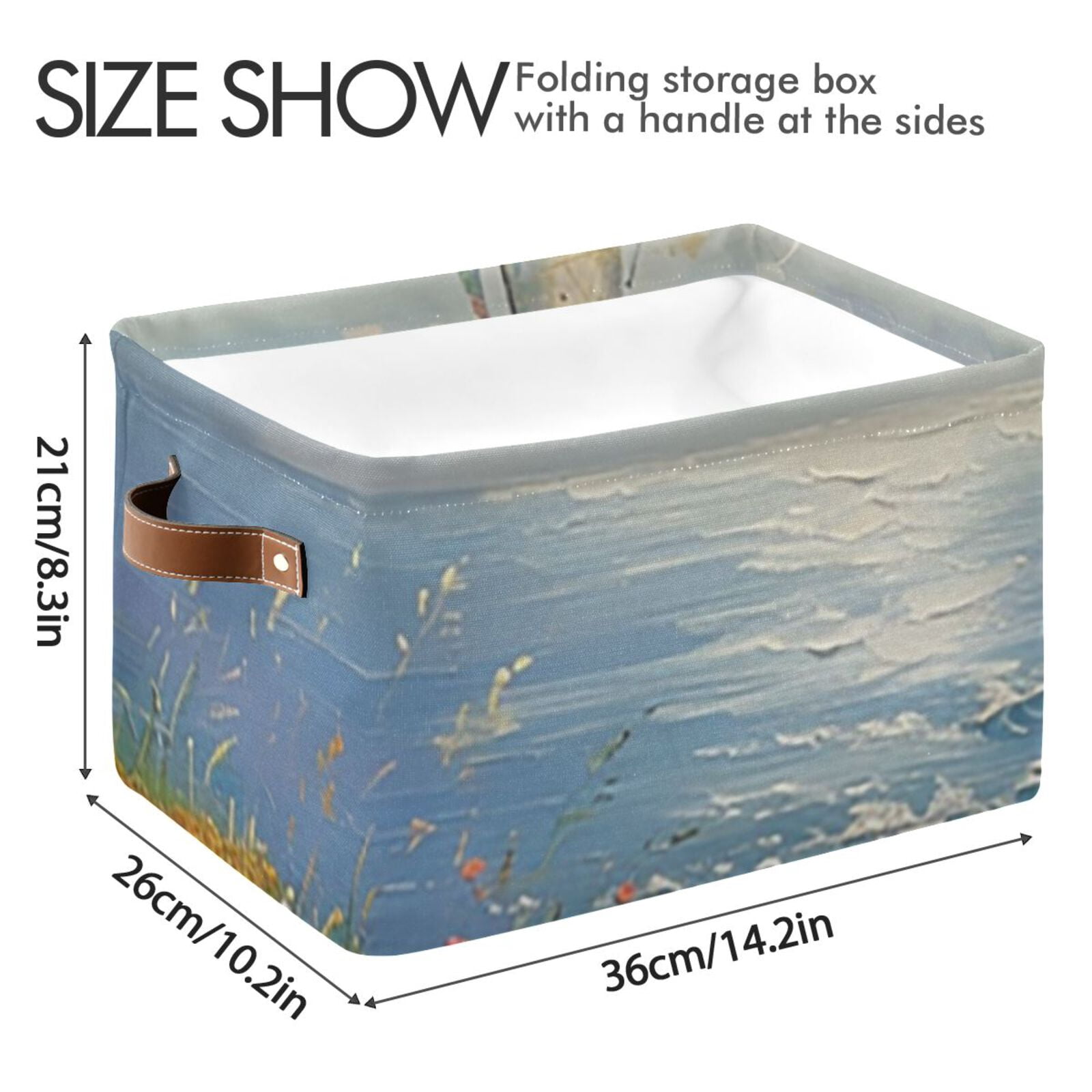 Boat Sea Flowers Grass Storage Bins Baskets With Handles Storage Box Clothes Organizer Organization Toys