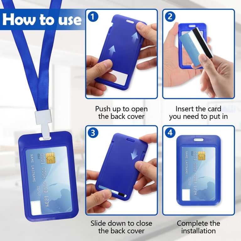 Lele Life 10Pcs Sliding ID Badge Holder with Lanyard, Hard Case Vertical ID Card Holder with Clear Window Work Badge Protector Sleeve Cover for Office Lele Life 10Pcs Sliding ID Badge Holder with Lanyard, Hard Case Vertical ID Card Holder with Clear Window Work Badge Protector Sleeve Cover for Office