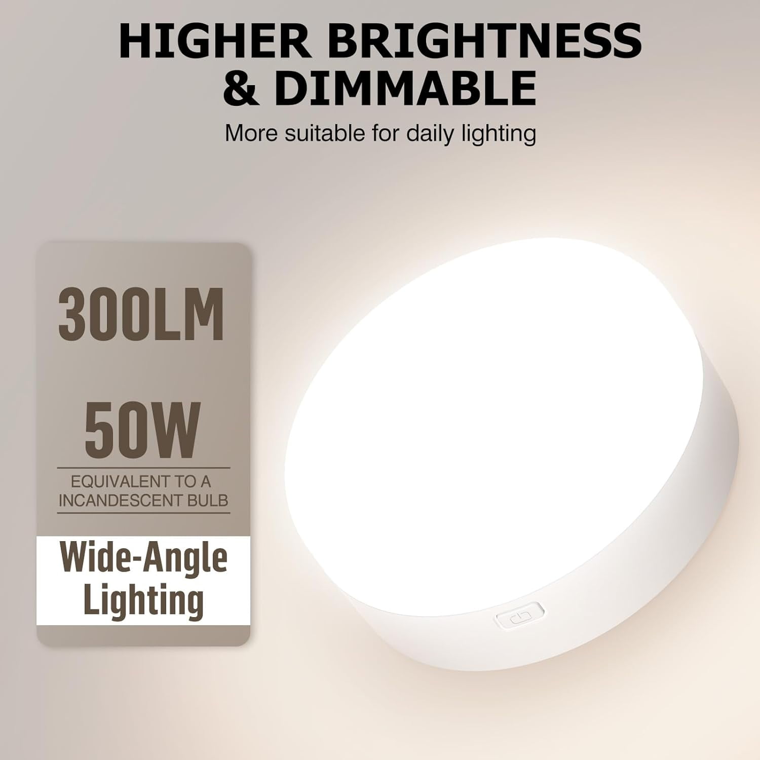 3000mAh Rechargeable Puck Light LED Bulb, 300LM, RGB Dimmable E26 with Remote Control, Emergency Lamp for Home, Camping