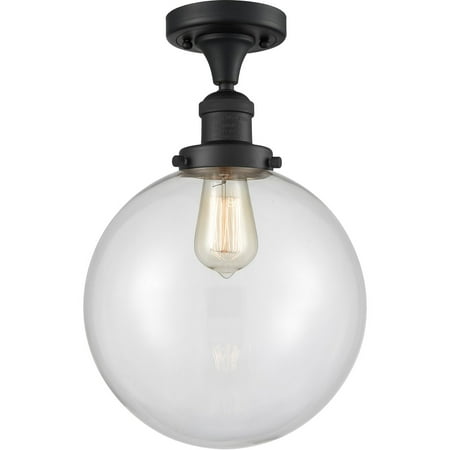 

Matte Black Tone Semi Flush 10 Wide Steel/Cast Brass/Glass Medium Base LED 1 Light Fixture