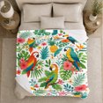 thumbnail image 4 of Tropical Birds Among Green Leaves Flowers And Pineapples for Tropical Bird Lovers, Cheerful Cartoon Home Decor for Living Room and Sunroom, Housewarming Gift with Cozy Flannel Blanket, 4 of 6