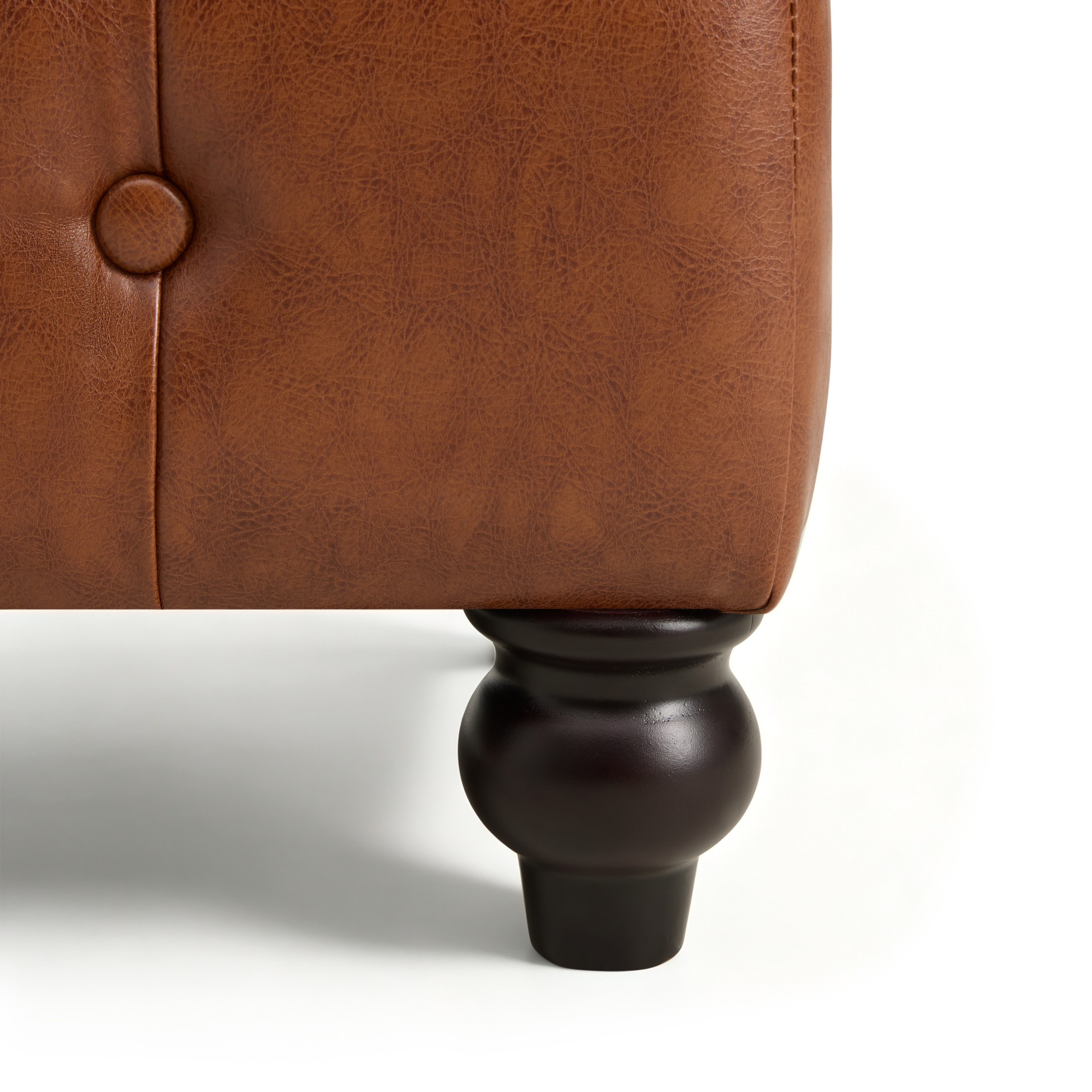 Christopher Knight Home Modern Rectangle Storage Ottoman, Tufted PU Leather Footrest, Wood Legs, Brown