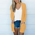 thumbnail image 2 of yoeyez Womens Cardigans Lightweight Open Front Cardigan Shirt with Pockets Long Sleeve Casual Shrugs Oversized Loose Outwear Coat Yellow L, 2 of 5