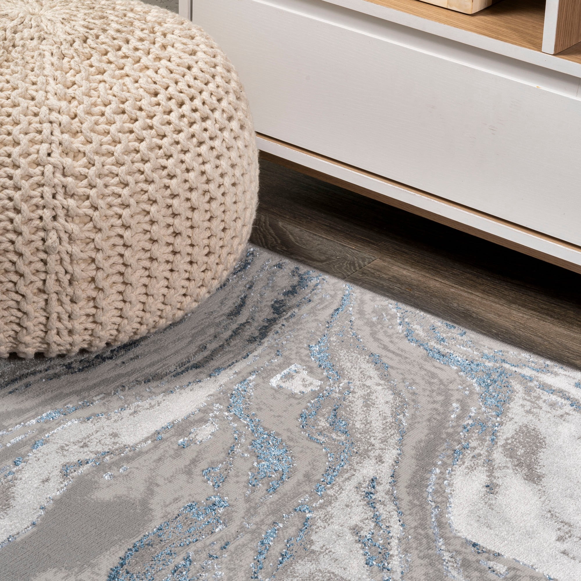 JONATHAN Y SILK ORCHID 2 x 10 Runner Rug, Swirl Marbled Abstract - Gray/Blue, SOR203B-210