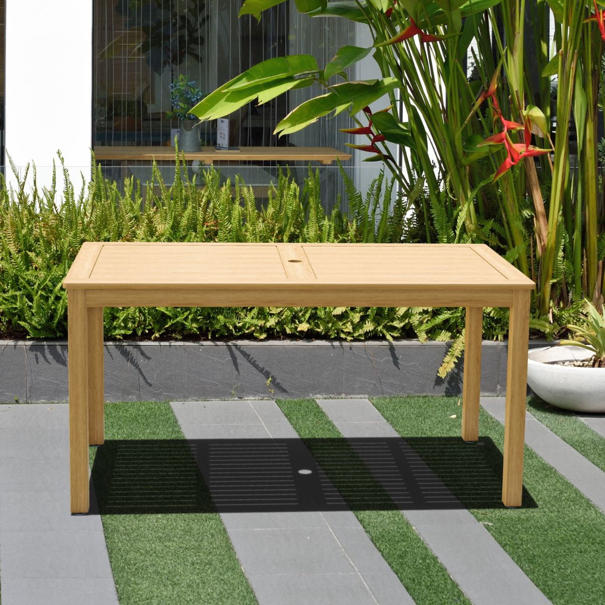 Amazonia Brisbane 7-Piece 100% FSC Teak Finish Wood Rectangular Patio Dining Set