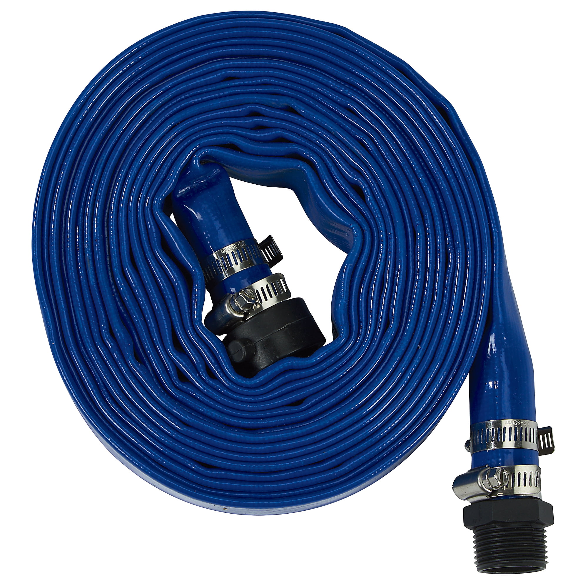 NorthStar Water Pump Discharge Hose, 1in. x 25ft. Max. PSI 80, PVC, Lay Flat, Industrial-Grade Polypropylene Couplings