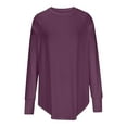 thumbnail image 6 of BXINGOHAI Women's Thumb Hole T-Shirt Loose Fit Tops Long Sleeve Crewneck Blouse Basic Solid Shirts Casual Fashion Tunic Tees Under 10 Purple,XXXL, 6 of 6
