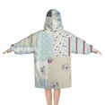 thumbnail image 2 of Pioneer Flower Floral Print Pattern Blanket Hoodies for Kids 6-13YR Oversize Wearable Blanket Hoodies for Boys Girls Teens, 2 of 7