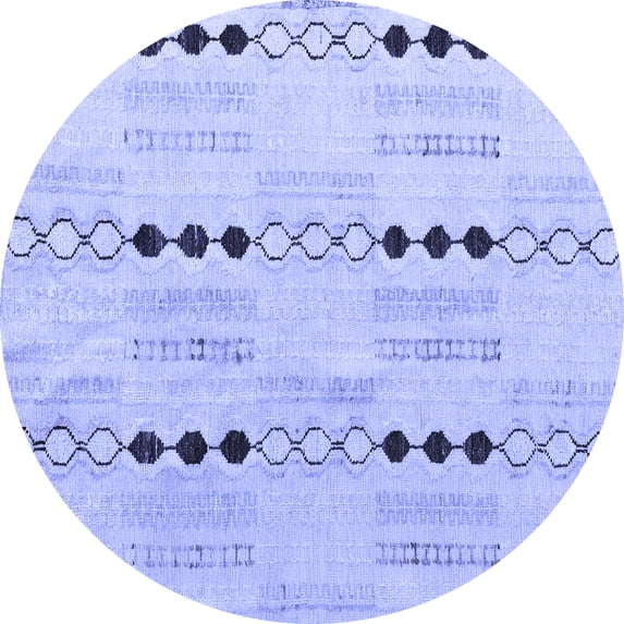 Ahgly Company Machine Washable Indoor Round Solid Blue Modern Area Rugs, 7' Round