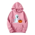 thumbnail image 4 of EchfiProm Pink Sweatshirts for Womens Hooded Oversized Long Sleeve Ghost Print Casual Ladies Tops Pullover M, 4 of 5