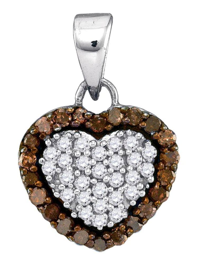 Brandy Diamond® Chocolate Brown 10K White Gold Heart Necklace Pendant