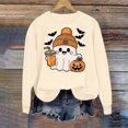 thumbnail image 4 of HomeDM Halloween Long Sleeve Sweatshirts Pumpkin Graphic Pullover Tops Crew Neck Cute Ghost, 4 of 6