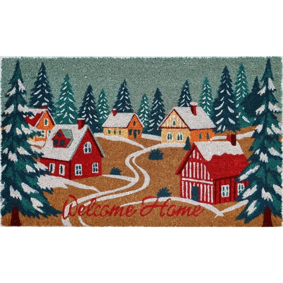 Holiday Time Winter Village Coir Fiber Doormat 18"x30"