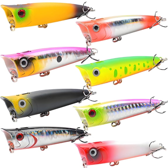 Topwater Fishing Lure 2.8 in / 0.30 oz, Splashing Popper with Rattle, Hard Bass Lures, Surface Prop for Trout, A, 1Pcs