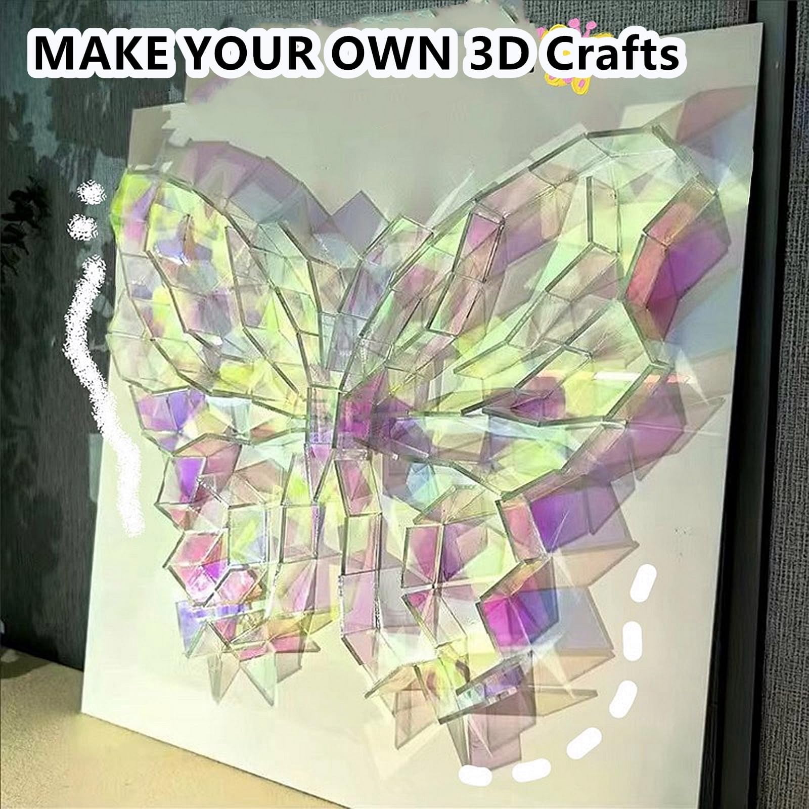 100pcs Mini Holographic Acrylic Blocks, 3/4" x 3/4" Iridescent Plexiglass Sheets for DIY Crafts, Rainbow Acrylic Tiles for Art Deco & Shadow Projects