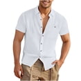 thumbnail image 2 of BangWanChi Men's Solid Color Lapel Collar Shirt Summer Short Sleeve Button Down Top with Chest Pocket for Men, 2 of 5