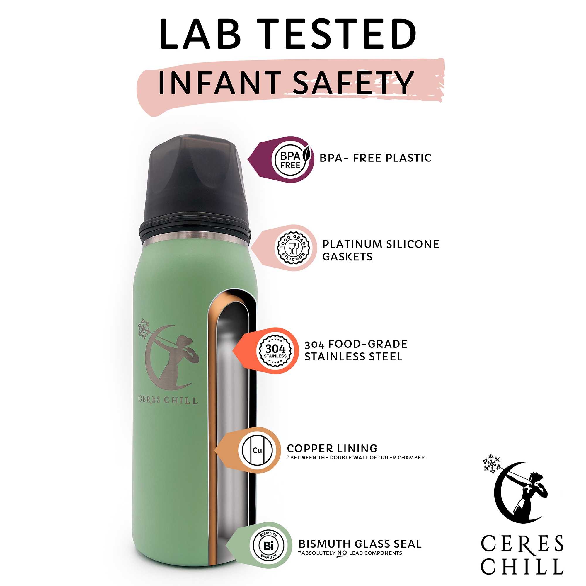 Ceres Chill OG Breast Milk Chiller Container Stainless Steel Future's So Bright White 27 oz. 1 ct
