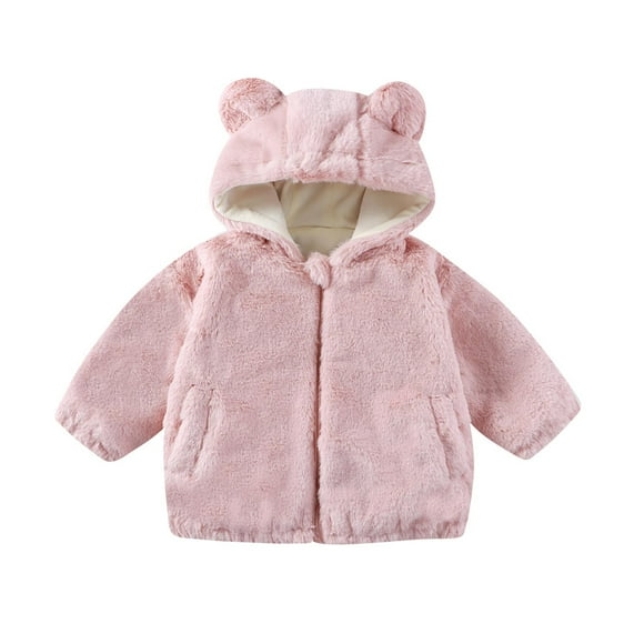 Baby Toddler Boys Girls Fleece Jacket with Hood Zip Up Cute Bear Coats for Infant Boys Girls Fuzzy Jacket with Ear winter wear