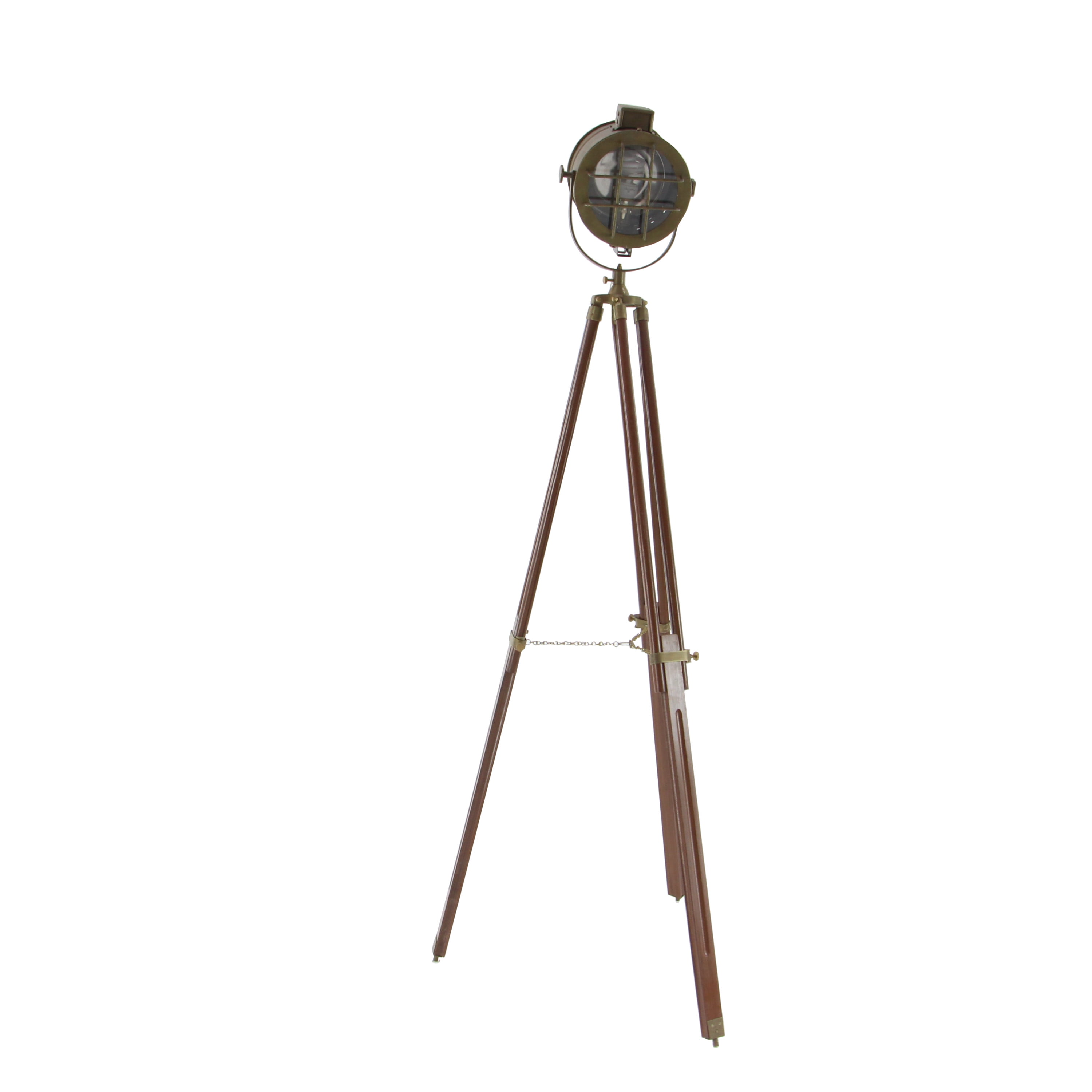 DecMode 71" Spotlight Brown Floor Lamp with Brass Metal Shade