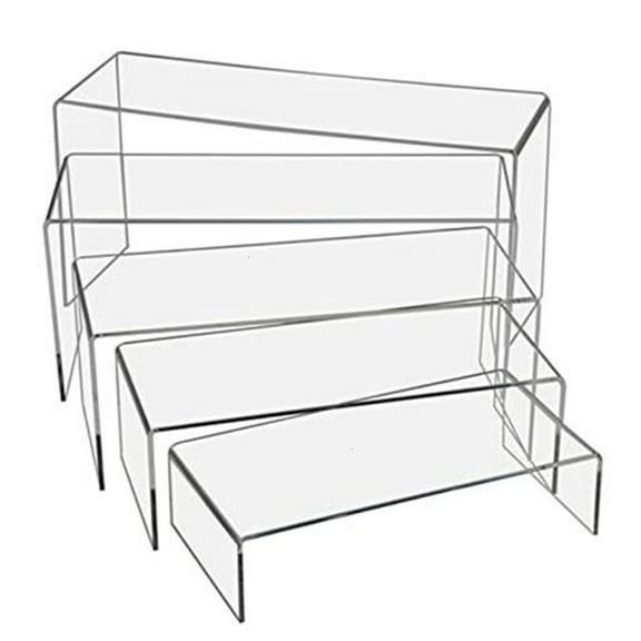 Pack of 5 Acrylic Display Risers Stand Large Clear Shelves Racks for Cupcake Figures Toy Collectibles Perfume and More