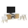 thumbnail image 1 of Ensemble de Salon 4 Pcs avec Meubles TV et Tables d'Appoint en Blanc et Naturel, 1 of 7