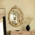 thumbnail image 4 of Antique Gold Mirror with Scroll Design, Oval Wall Mirror for Entryways Living Room Bedroom, 16 x 24 Inch, 4 of 7