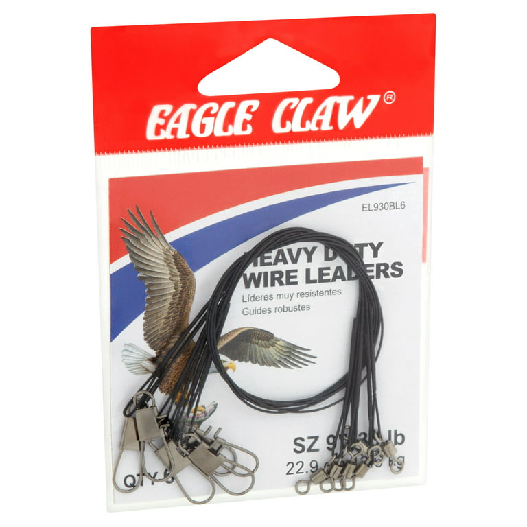 Eagle Claw 9 30 lb. Heavy Duty Wire Leader, Black, 6 Pack