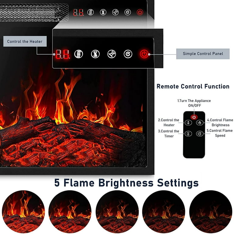 Vitesse 18 inches Electric Fireplace Heater, 750/1500W Electric Fireplace  Insert with Overheating Protection, Realistic Logsu0026 Flames, Touch  Screenu0026Remote Control, Adjustable Flame Brightness u0026 Speed - Walmart.com