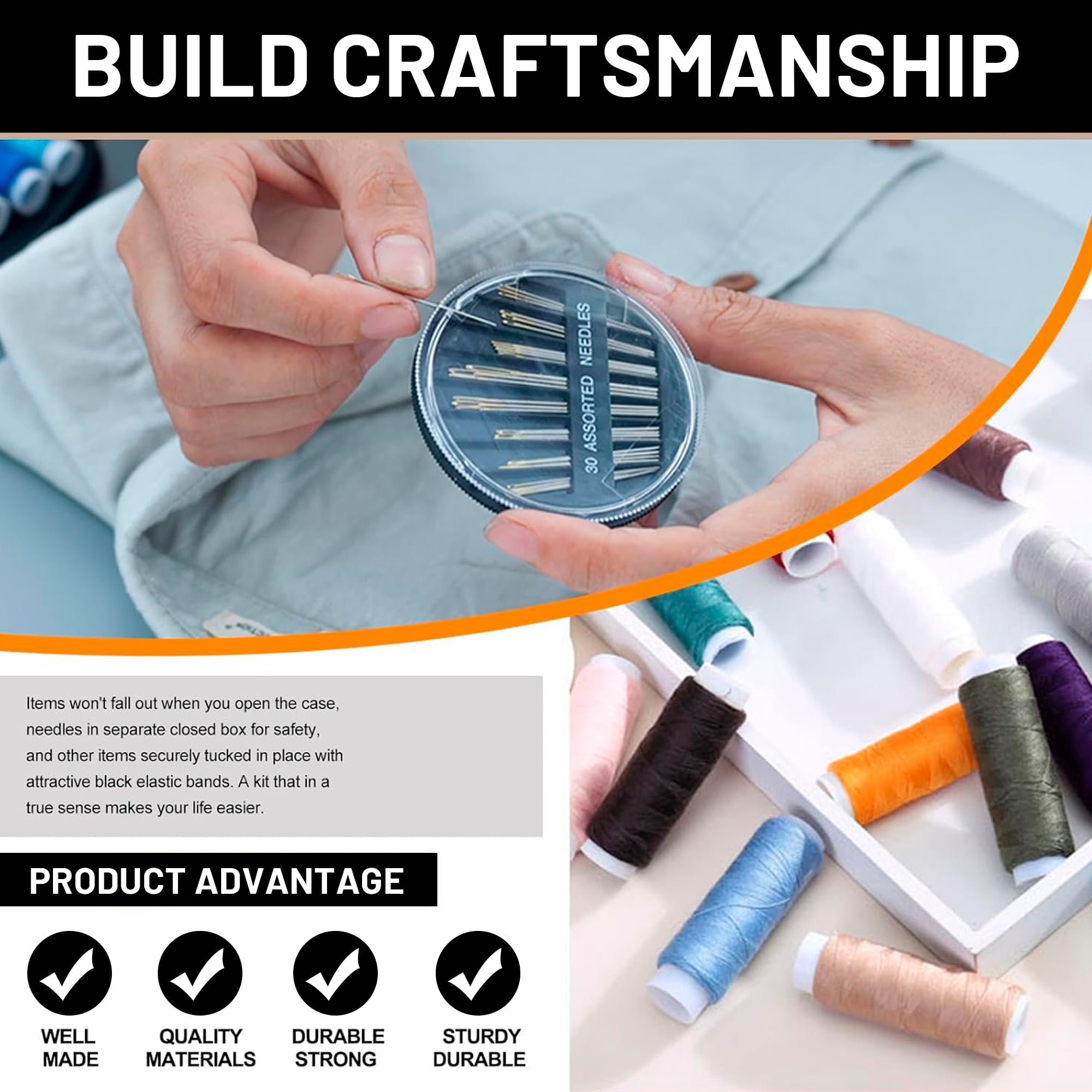 Charcrocsm Sewing Kit, Sewing Supplies with Thread, Needles, Scissors, Thimble & Clips, Emergency Repair and Travel Kits (97 PCS)