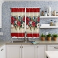 thumbnail image 3 of Red Christmas Kitchen Curtains 63 Inch Length, Farmhouse Curtains & Drapes, Xmas Botanical Poinsettia Blue Balls Rod Pocket Window Curtains for Living Room/Bedroom, 42" x 63", 2 Panels, 3 of 5