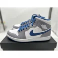 thumbnail image 3 of Ni - ke Air Jordan 1 Mid True Blue Cement Grey White DQ8426-014 Gray AJ Size 13, 3 of 5