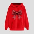 thumbnail image 2 of VBTAPA Womens Bow Print Hoodie Valentines Day Printed Hooded Sweatshirt Teen Girls Cute Pullover Hoodies Loose Casual Y2K Aesthetic Sweatshirts with Kangaroo Pocket Red L, 2 of 5