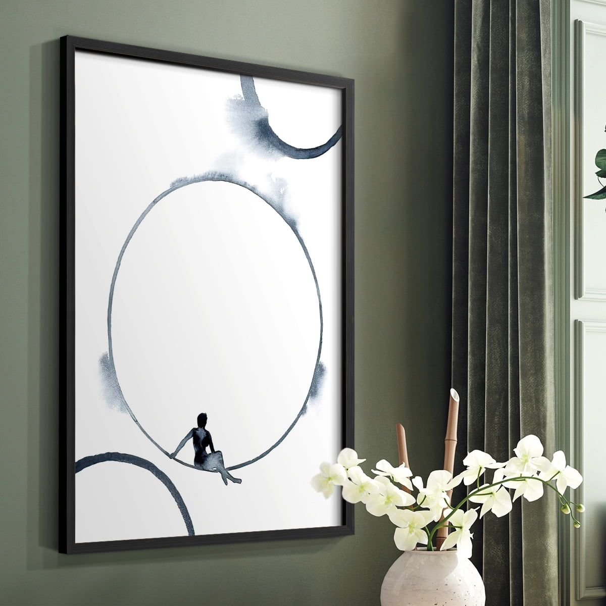 Woman in the Moon II Framed Print - Solid Wood in Single Picture Frame Solid Wood 2 Framed Print